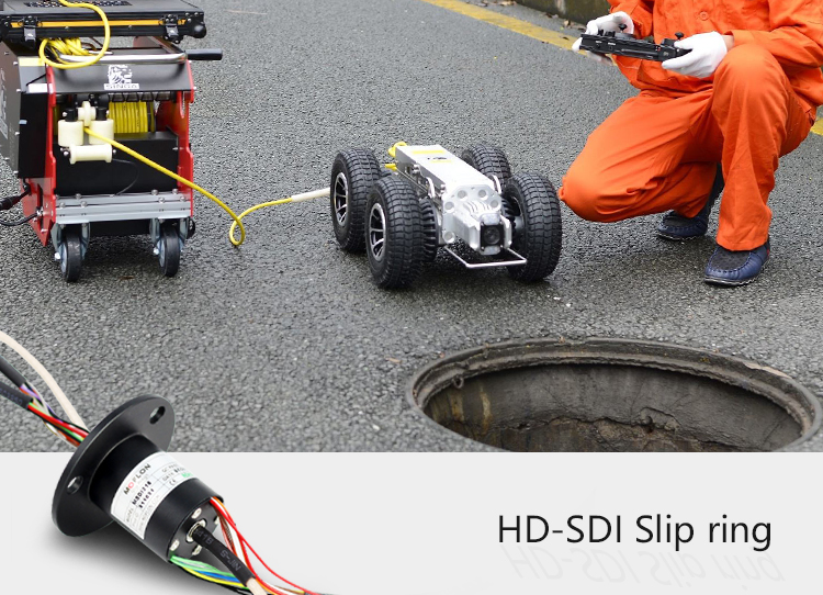 hd-sdi slip ring  for pipe robot